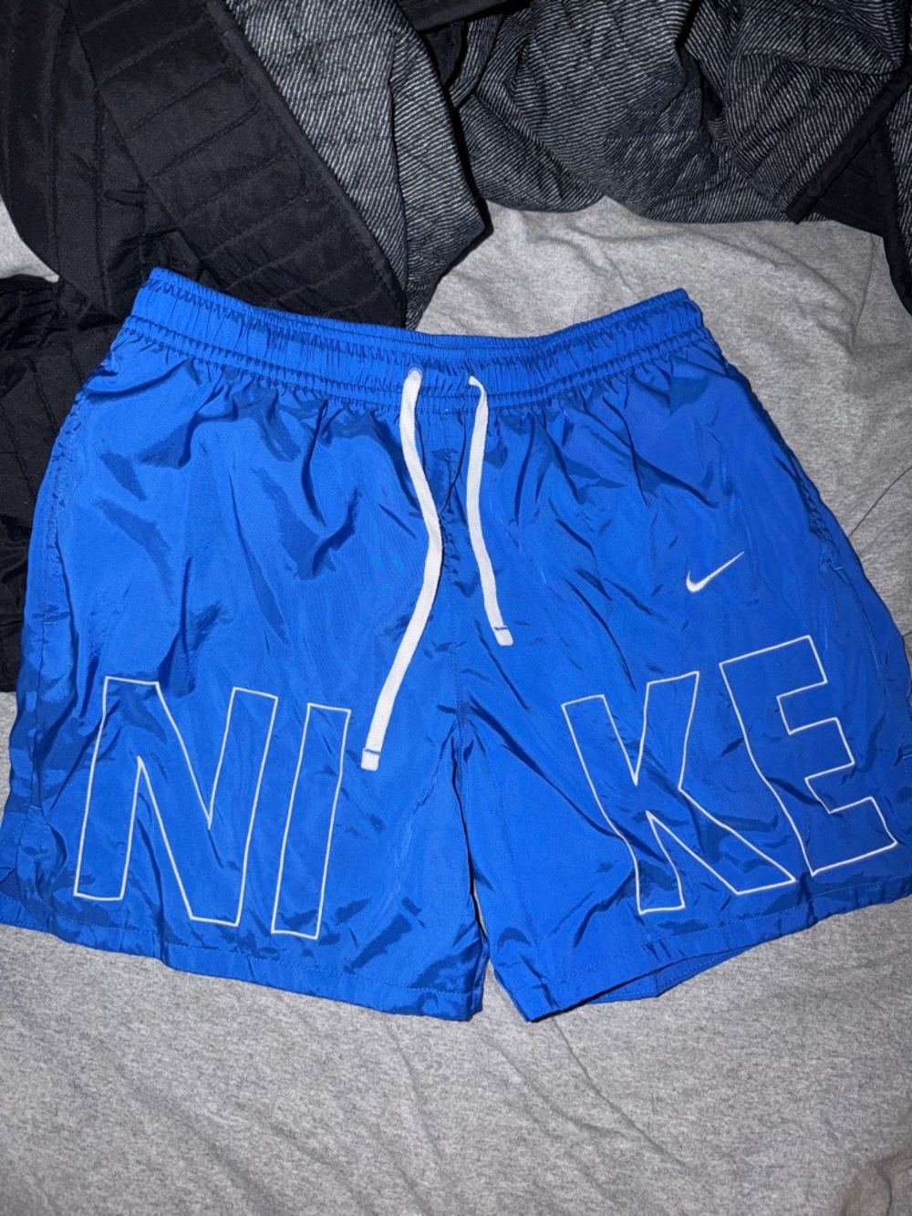 Nike Men’s Royal Blue Athletic Shorts with White Drawstring